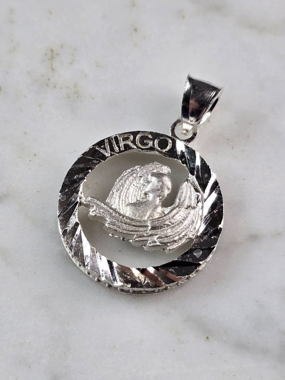 Womens Vintage Estate Sterling Silver Zodiac Virgo Pendant 4.1g E2398